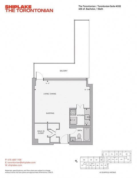 Floor plan for studio, 1 bath, 456 sqft